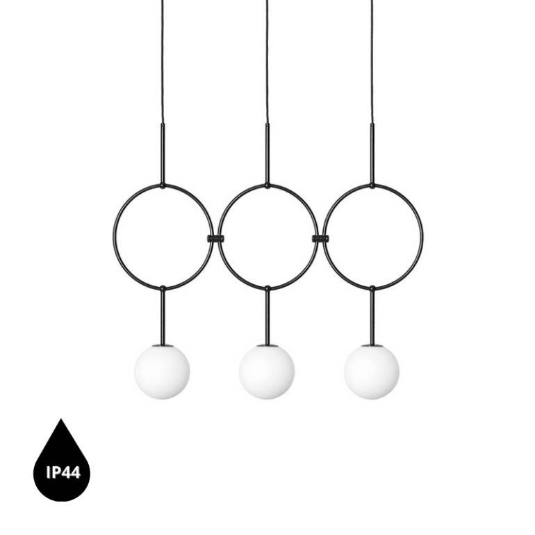 Ummo :: Isuulla C triple ceiling lamp, black, height 41 cm, IP44