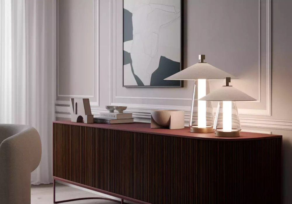 Contardi :: Lampa stołowa Asia Ta wys. 57,1 cm rozm. M transparentno-biała