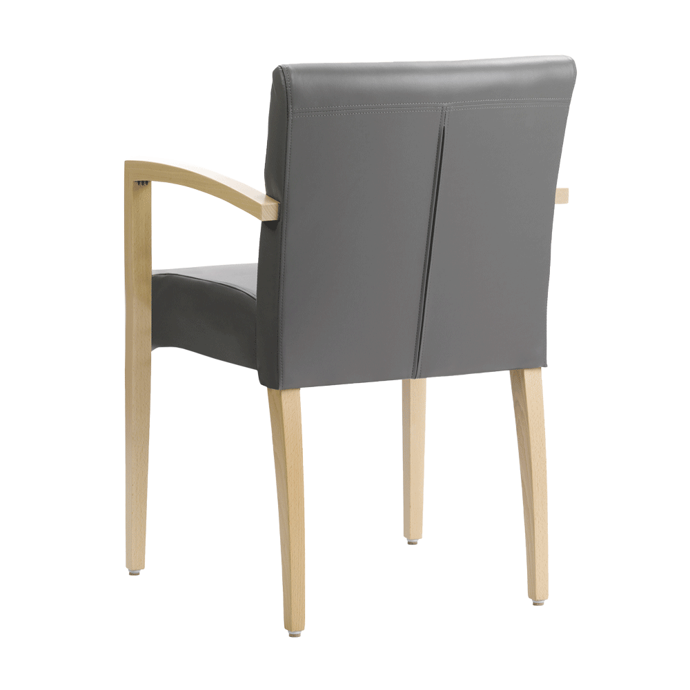 Mobitec :: Shanna C08 gray upholstered chair with armrests, 56 cm wide, wooden legs and armrests