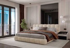 Nordic Line :: Gepolstertes Bett Michelle hellbeige Bouclé 160x200 cm