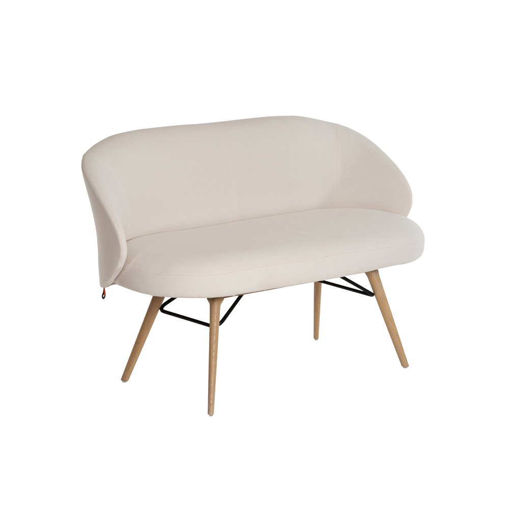 Mobitec :: 2-seater upholstered sofa/bench Neo B07, width 130 cm, beige, with wooden legs