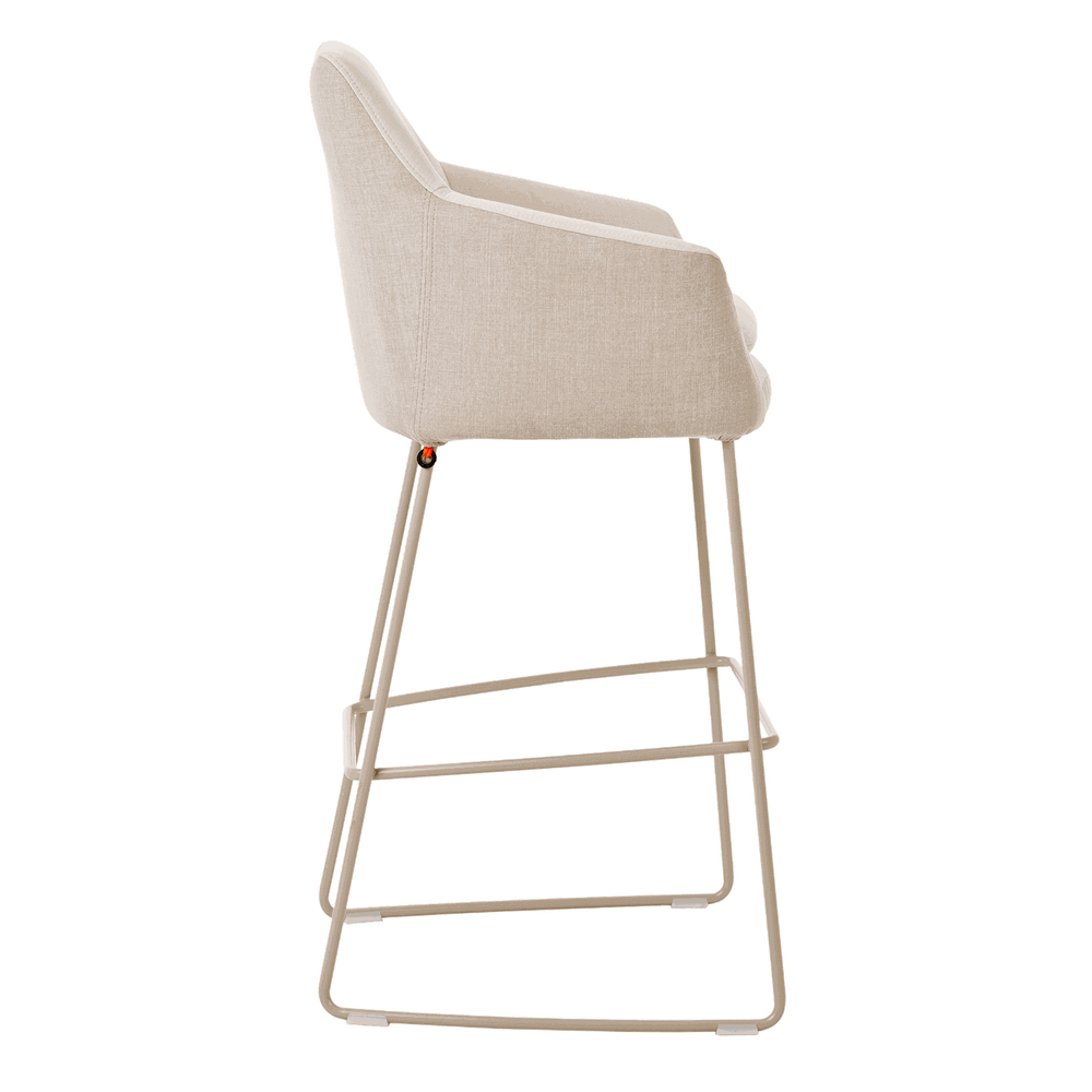 Mobitec :: Saga C28 upholstered bar stool / stool, height 114 cm, gray, with armrests, metal legs