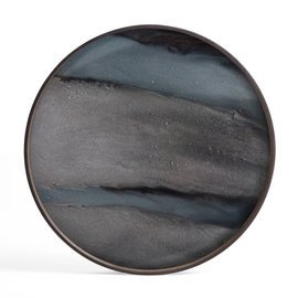 Ethnicraft :: Tablett aus Holz Graphite Organic runden Größe L grau