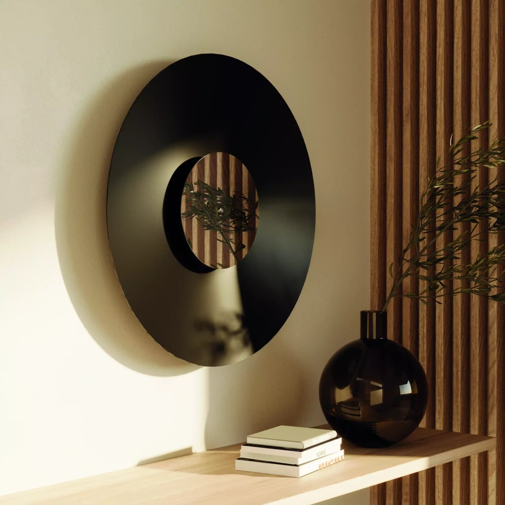 Aromas :: Lampa ścienna / kinkiet z lustrzanym dyfuzorem BigCoss śr. 80 cm czarny