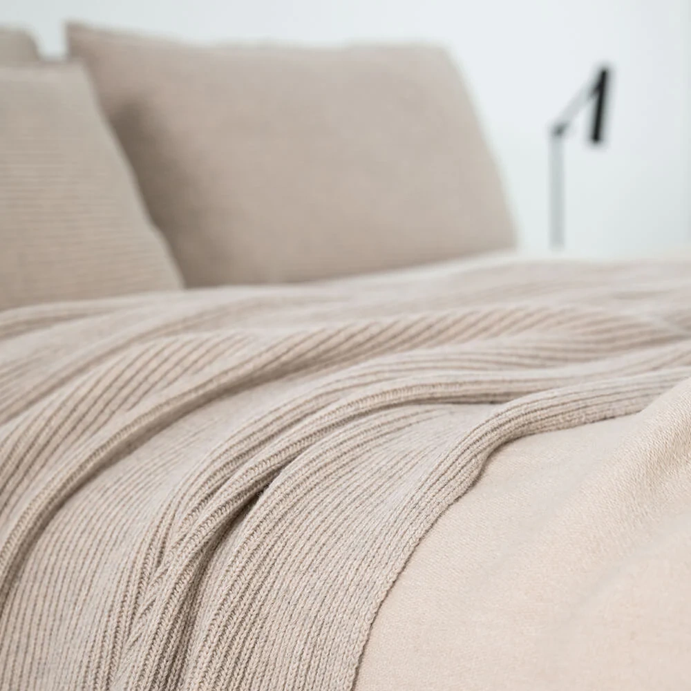 Moyha :: Pled z wełną klasyczny Premium beżowy 130x220 cm