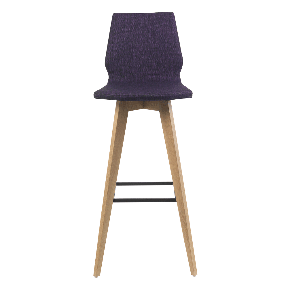 Mobitec :: Upholstered bar stool / bar stool Mood 41, height 111 cm, purple, wooden legs