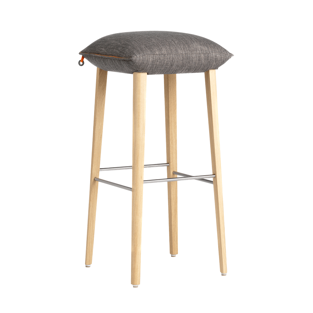 Mobitec :: Upholstered bar stool / bar stool Soda C39, height 85 cm, gray, wooden legs