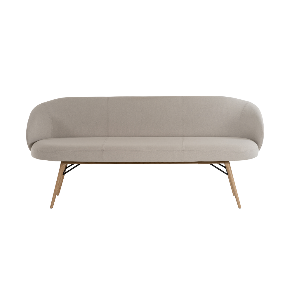 Mobitec :: 3-seater upholstered sofa/bench Neo B08, width 190 cm, gray, with wooden legs