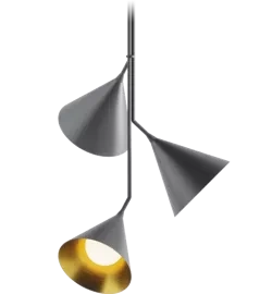 Robin :: Rubi Trio hanging lamp, width 43 cm, black and gold