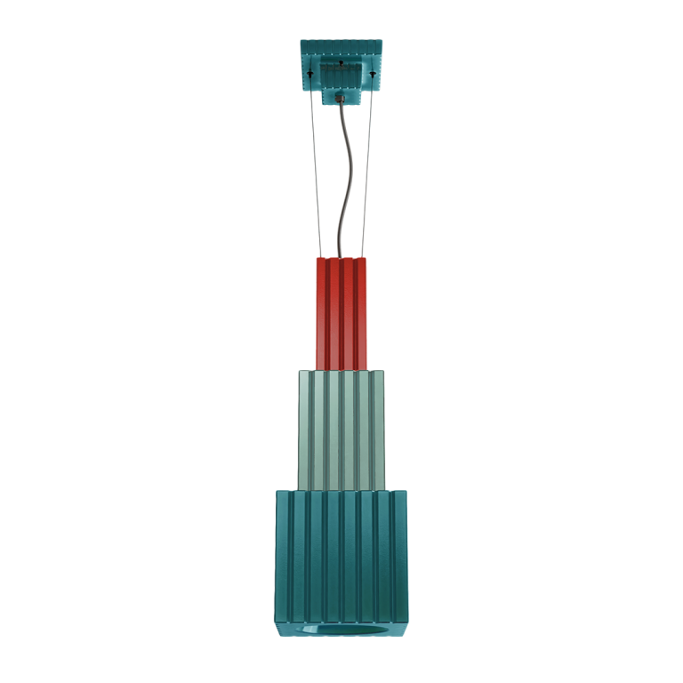 Ferroluce :: Lampa wisząca Metra wys. 66 cm czerwono-turkusowo-zielona