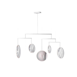 DCW:: Focus pendant lamp, 5 shades, transparent, width 160 cm