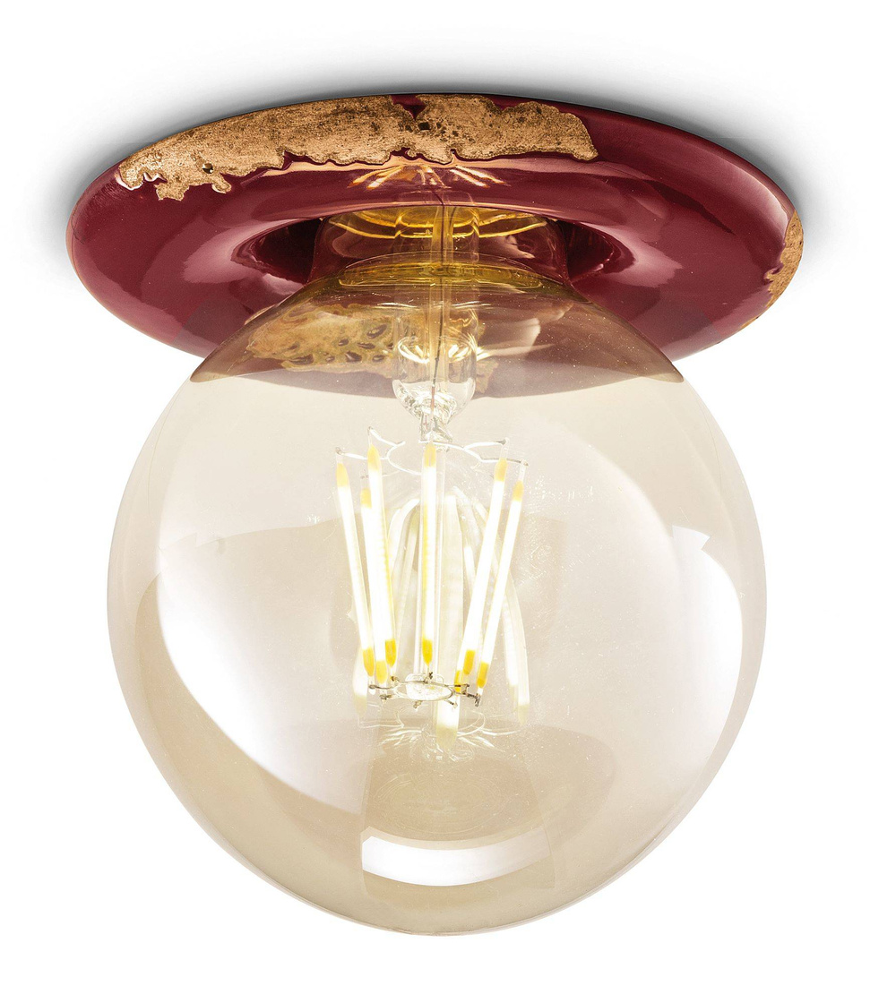 Ferroluce :: Vintage burgundy recessed lamp, diameter 11 cm