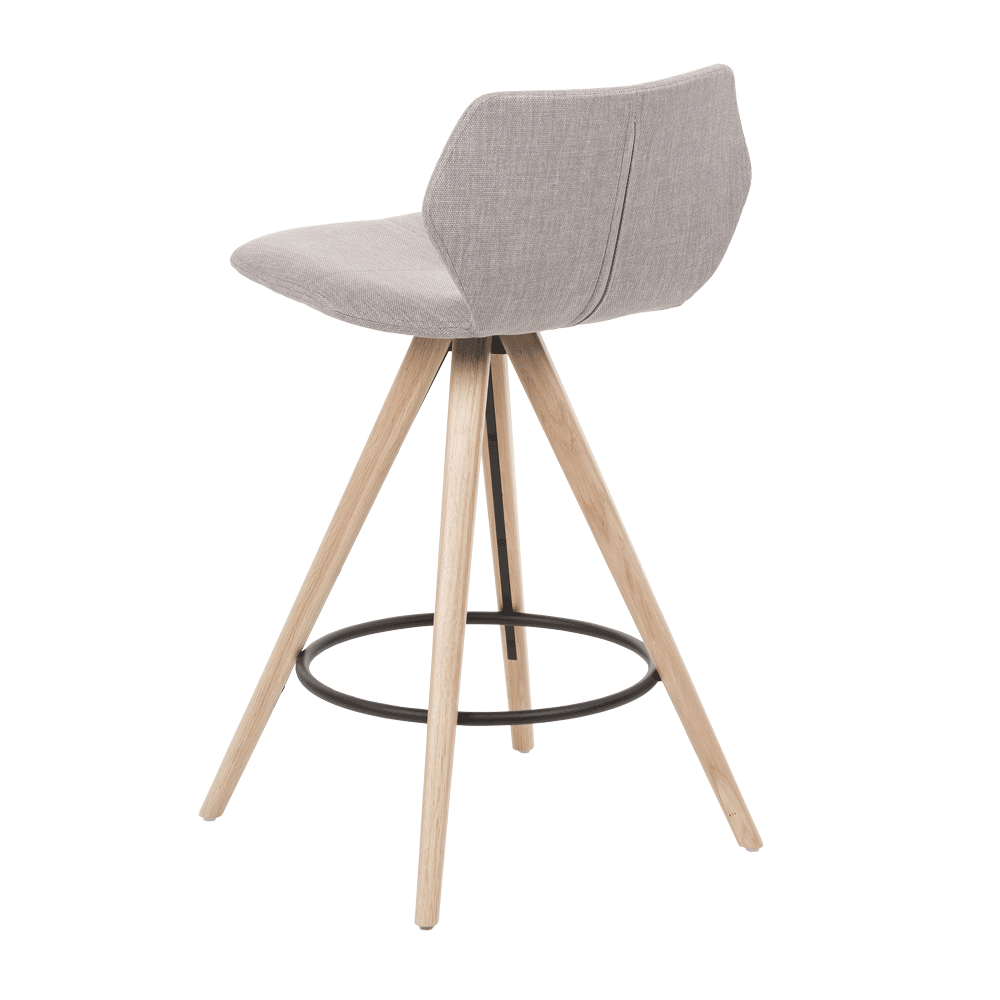 Mobitec :: Upholstered bar stool / bar stool Mood 91, height 85 cm, gray, wooden legs