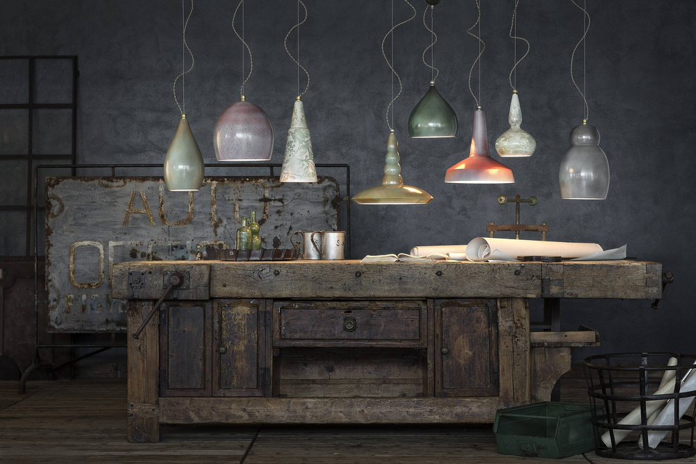 Ferroluce :: Vintage black hanging lamp, height 32 cm