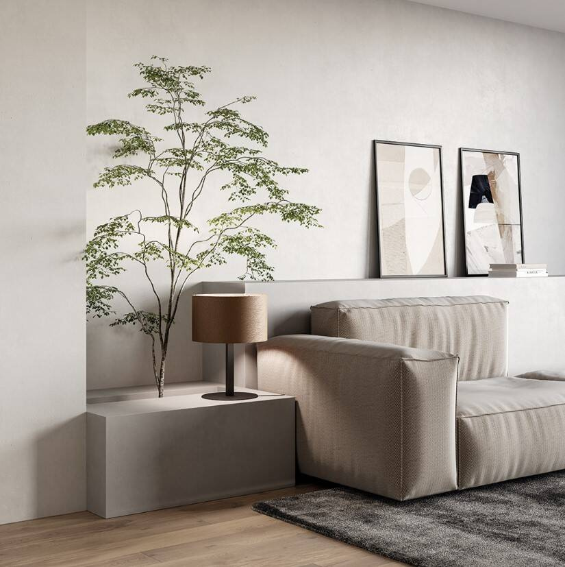 Aromas :: Rems table lamp, diameter 40 cm, light brown leather shade