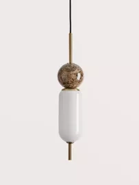 Aromas ::Anet Aged Gold Pendant Lamp with Brown Marble