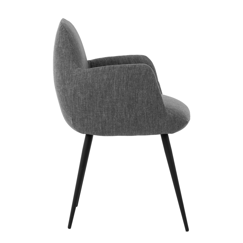 Mobitec :: Mood 101 upholstered chair, gray, with armrests, 61 cm wide, metal legs