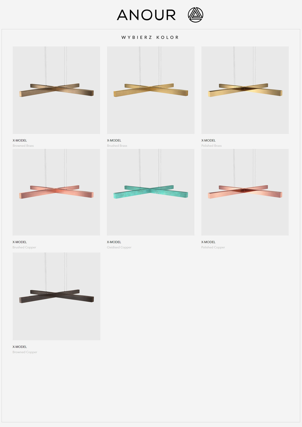 Anour :: X-Model hanging lamp, diameter 100 cm, brushed brass