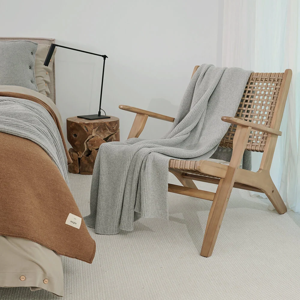 Moyha:: Pled z wełną klasyczny Premium szary 130x220 cm