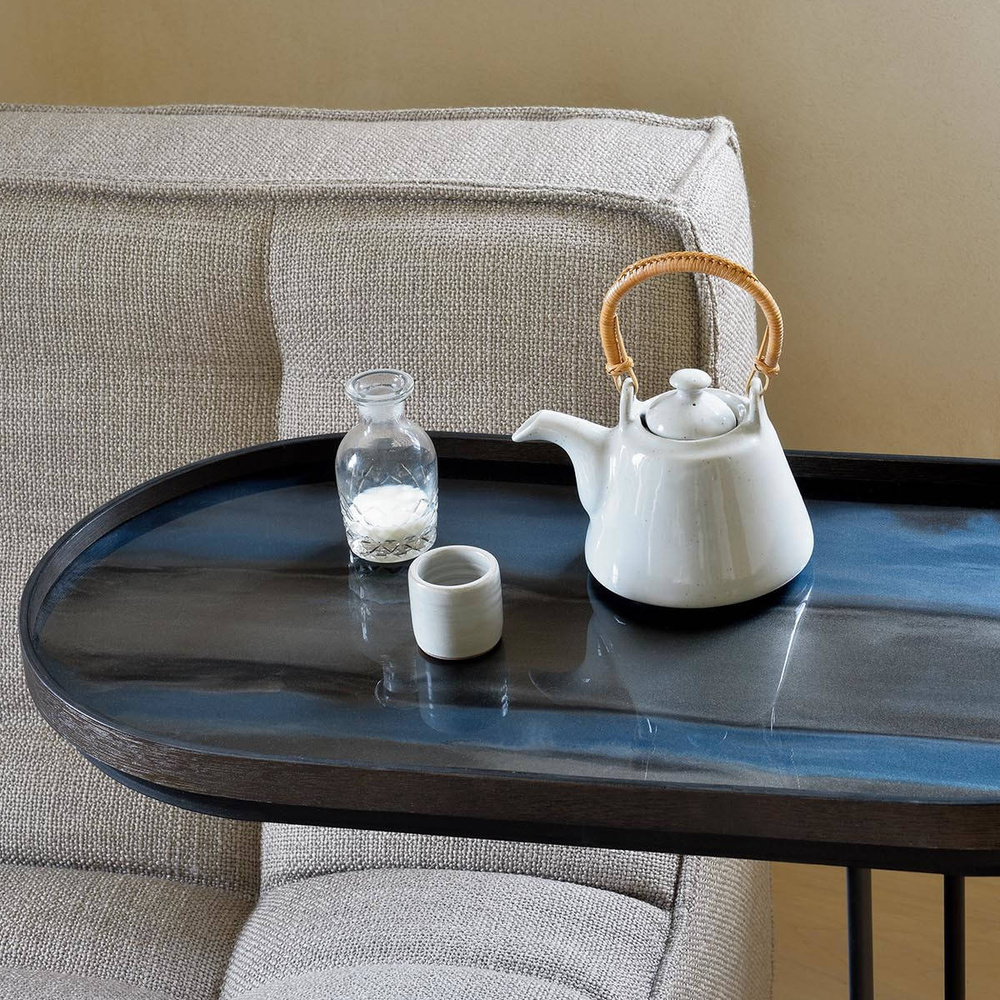 Ethnicraft :: Taca dekoracyjna Graphite Organic owalna szara rozm. M szer. 71 cm