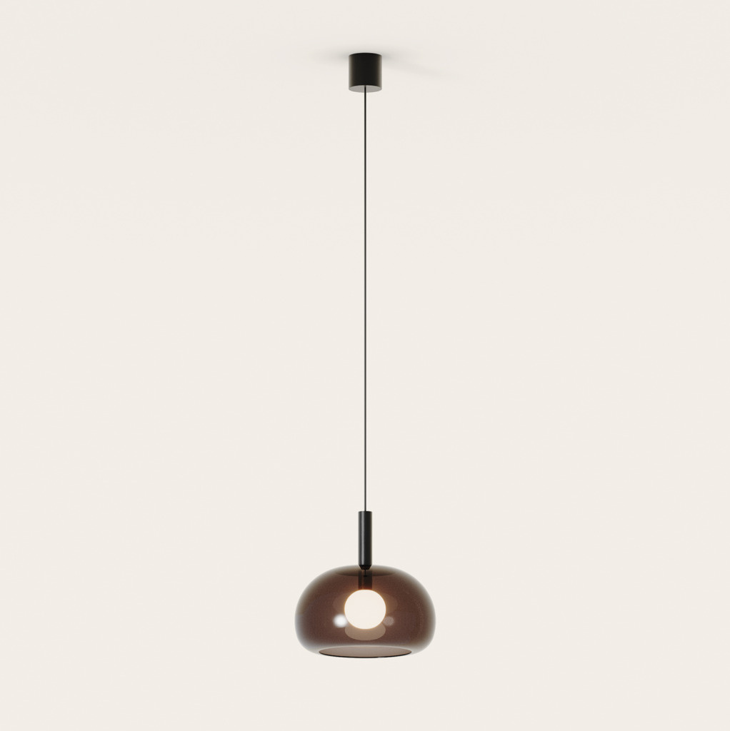 Aromas :: Lampa wisząca Cloud dymny klosz / czarny metal