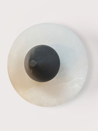 Aromas ::  Wandleuchte / Wandleuchter Anza, Durchmesser 30 cm, transparenter Alabaster / schwarzer Marmor