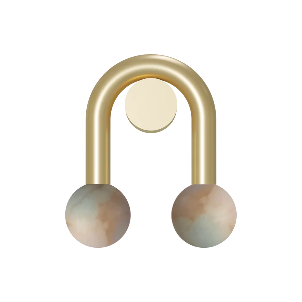 Robin :: Lampa ścienna / kinkiet Rigoberta Direct Super Curved alabaster złota szer. 26 cm 