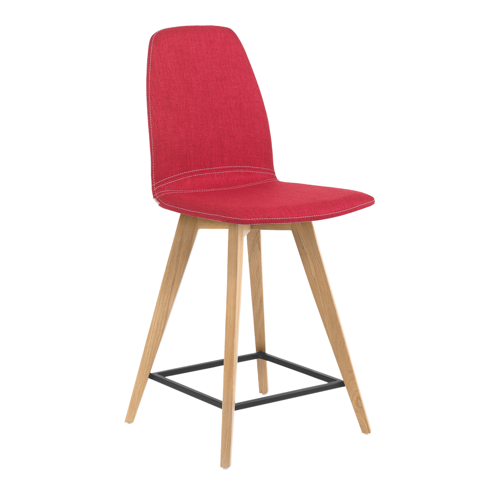 Mobitec :: Mood 11 upholstered bar stool/stool, height 101 cm, red, wooden legs