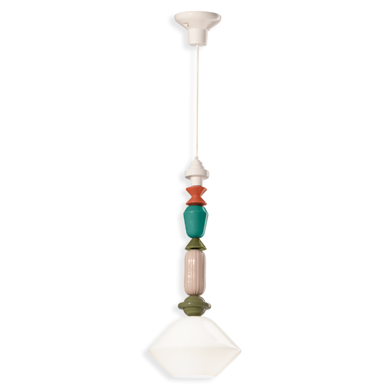 Ferroluce :: Lariat white hanging lamp, height 70 cm