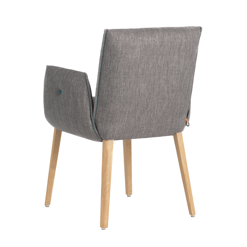 Mobitec :: Soda C18 gray upholstered chair with armrests, width 61 cm, colored buttons