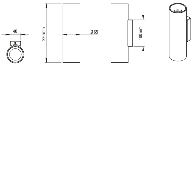 DCW:: Tobo W65 wall lamp/sconce black height 22 cm