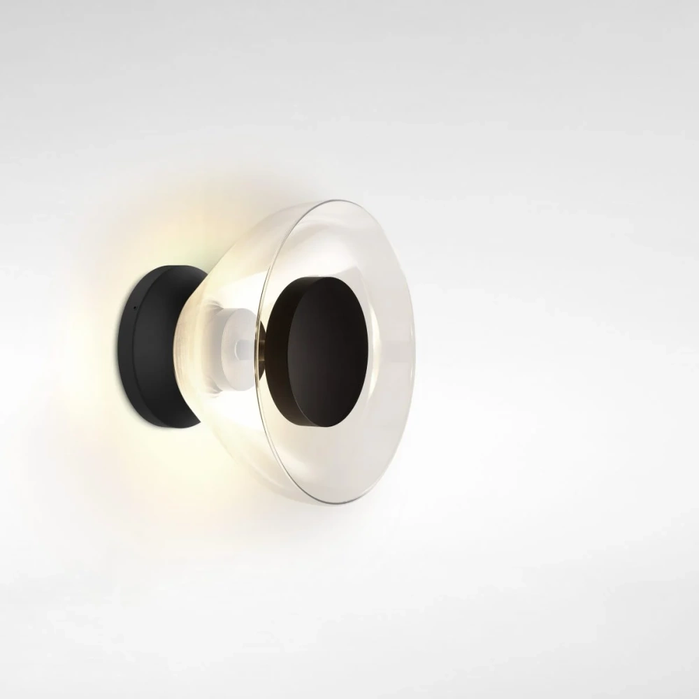 Marset :: Aura W/Canopy Wall Lamp, Black and Transparent, Diameter 17.9 cm