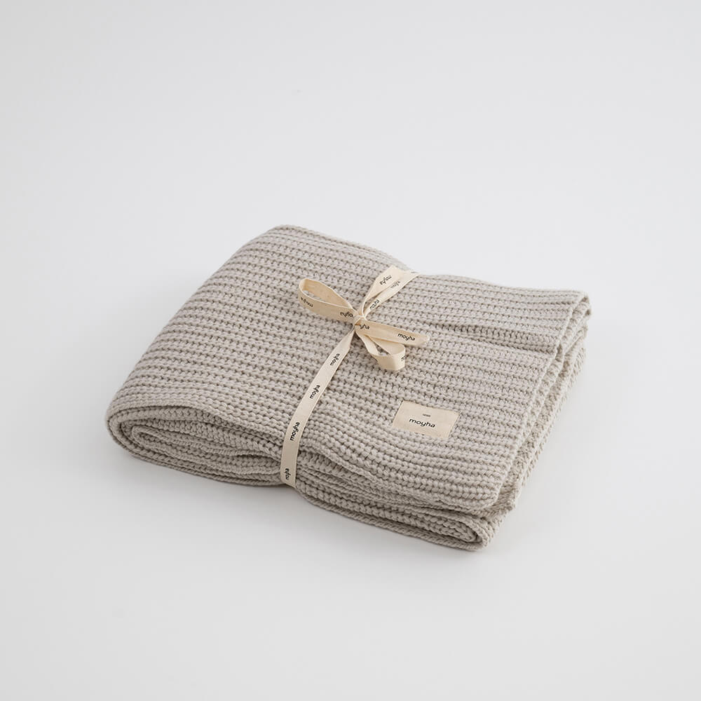 Moyha :: Cremefarbene Decke mit Wollwebung 130 x 170 cm