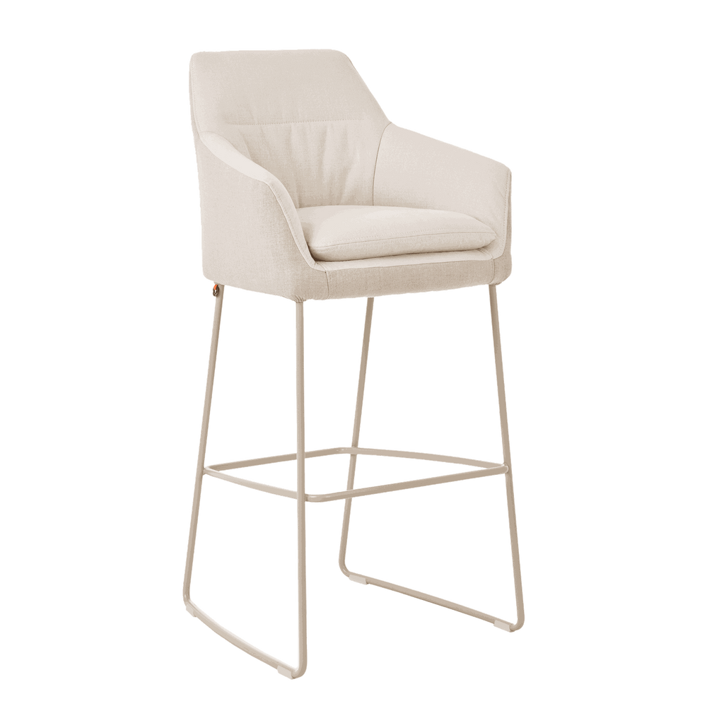 Mobitec :: Saga C28 upholstered bar stool / stool, height 114 cm, gray, with armrests, metal legs