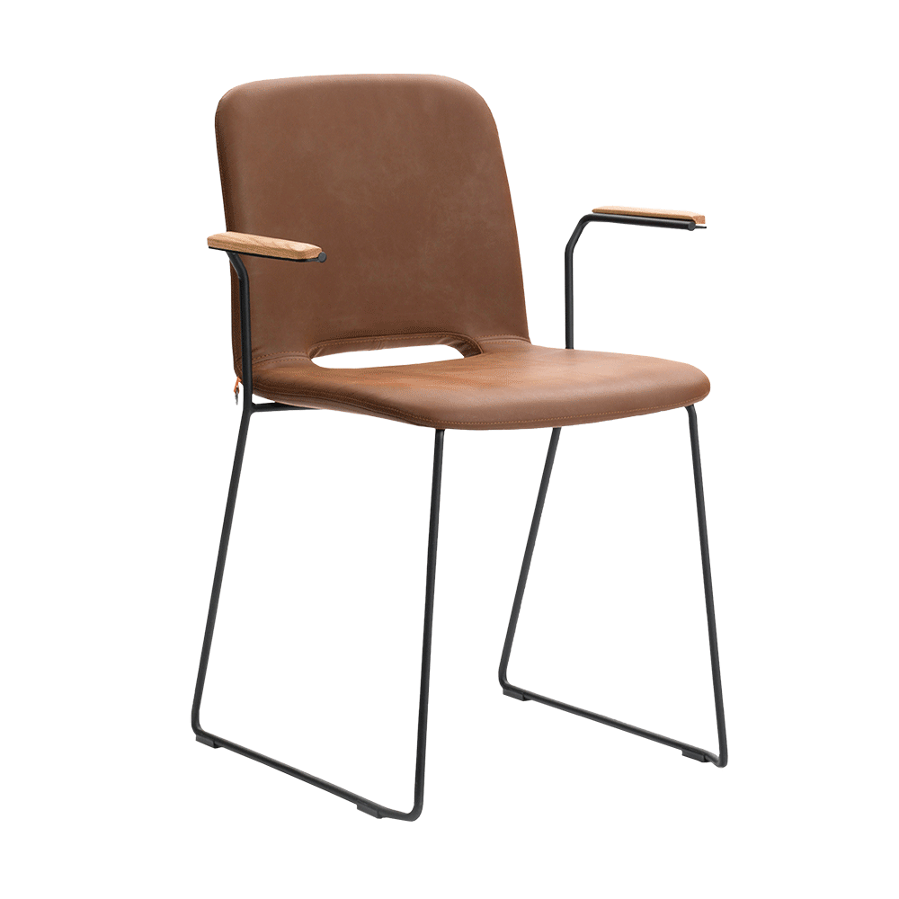 Mobitec :: Pamp C12 brown upholstered chair with armrests, width 60 cm