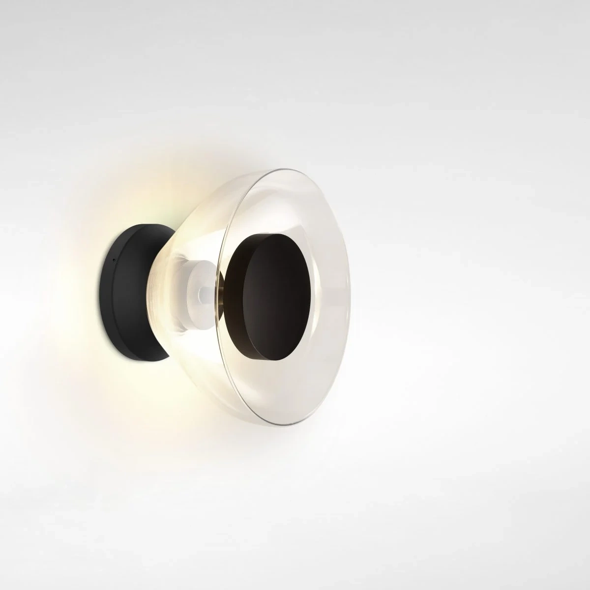 Marset :: Lampa ścienna / kinkiet Aura W/Canopy czarno-transparentny śr. 17,9 cm