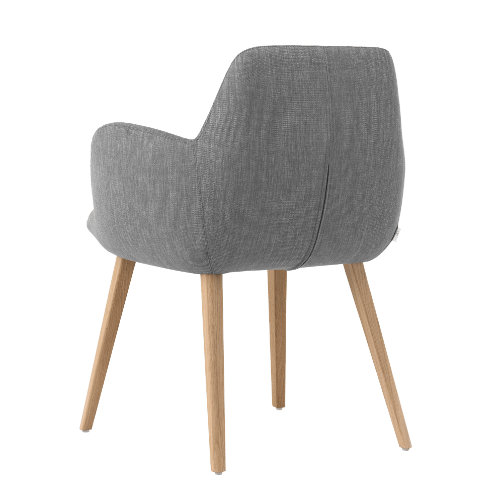 Mobitec :: Mood 101 upholstered chair, gray, with armrests, 61 cm wide, wooden legs