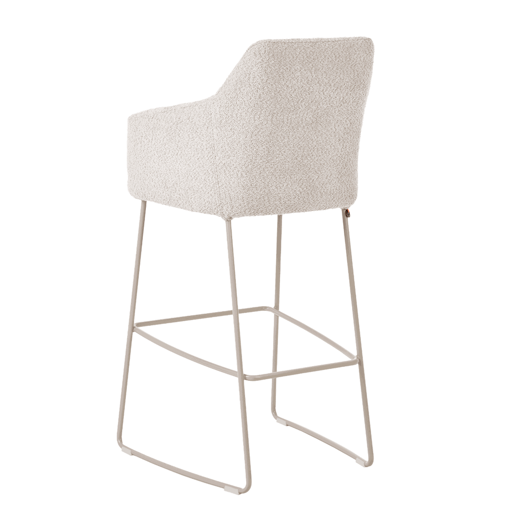 Mobitec :: Saga C14 upholstered bar stool / stool, height 114 cm, gray, with armrests, metal legs