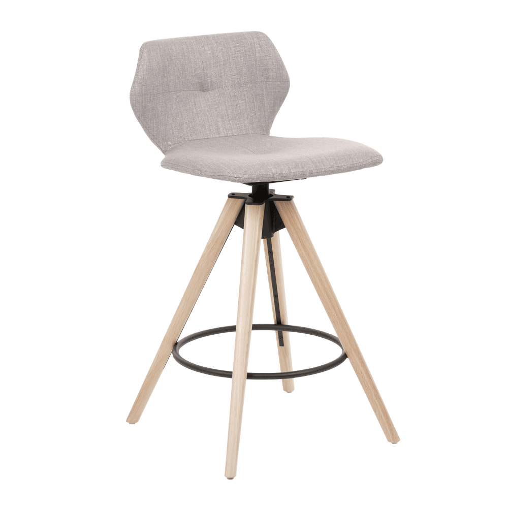 Mobitec :: Krzesło barowe / hoker tapicerowany obrotowy Mood 91 wys. 85 cm szary nogi drewniane