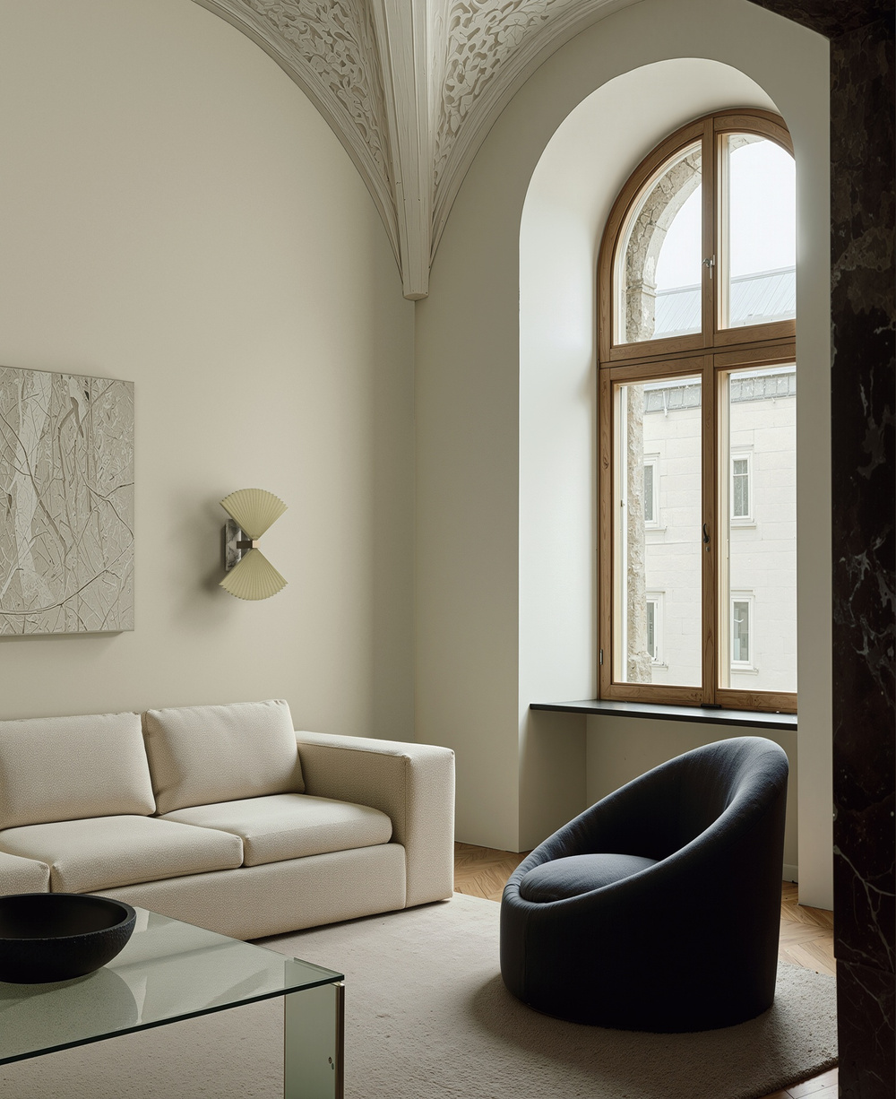 Aromas :: Lampa ścienna / kinkiet Hita wys. 30 cm pergamin / czarny marmur / czarny metal