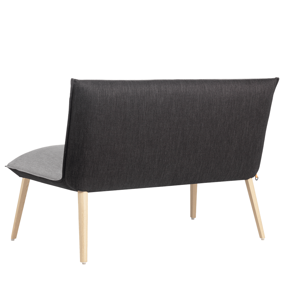 Mobitec :: 2-seater upholstered sofa/bench Soft C08, width 121 cm, gray, with wooden legs