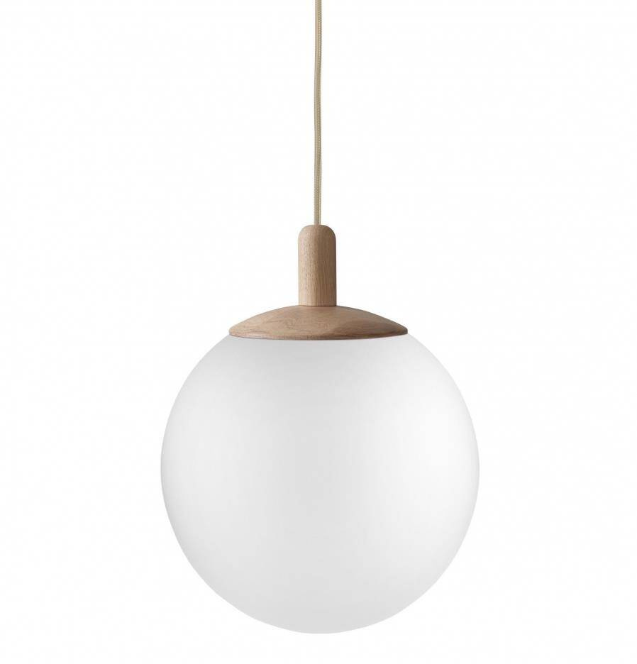 Kaspa :: Alur Wood white and oak pendant lamp, diameter 30 cm, size M