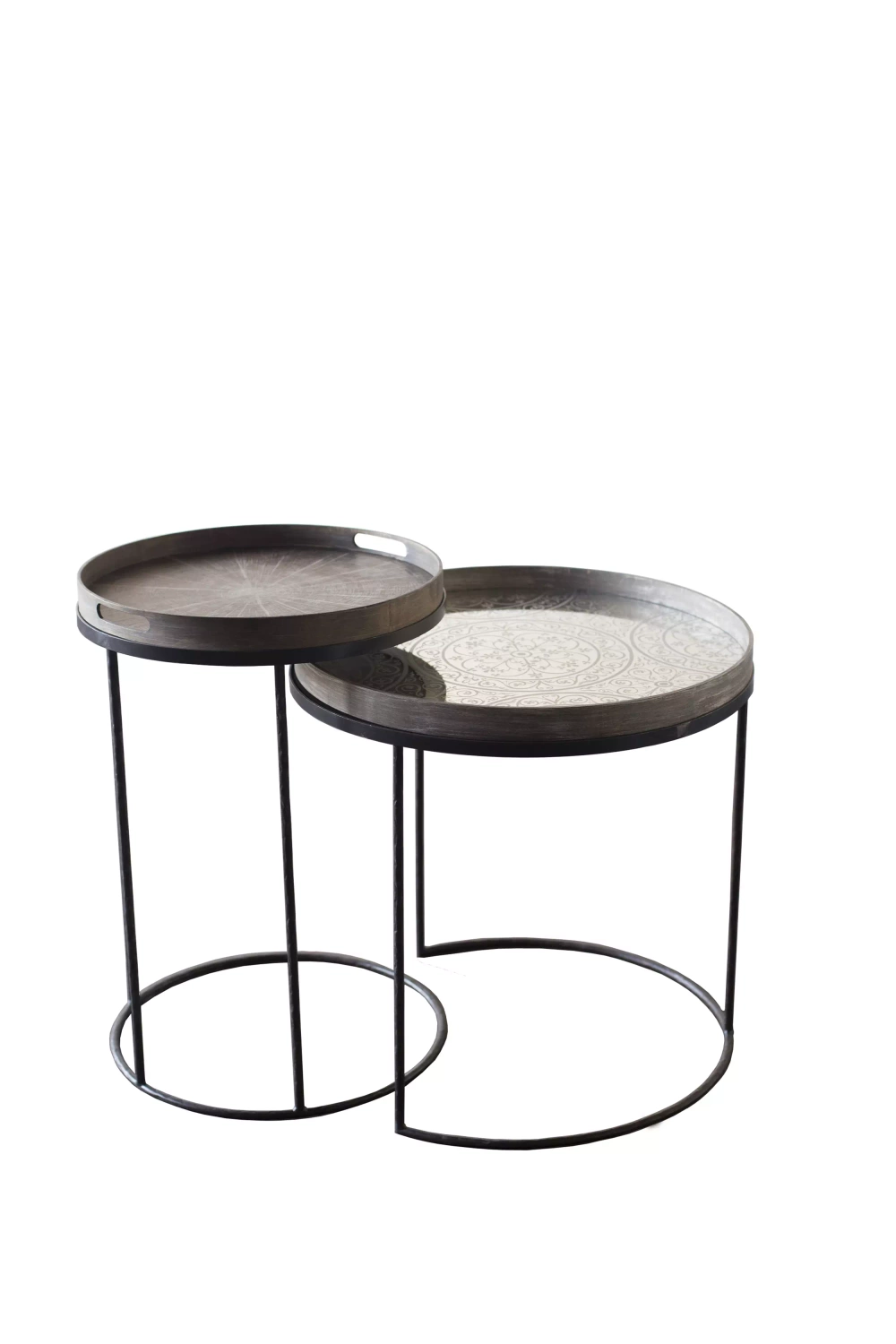 Ethnicraft :: Zestaw dwóch stolików Round Tray okrągłe rozm. S i L (bez tac)