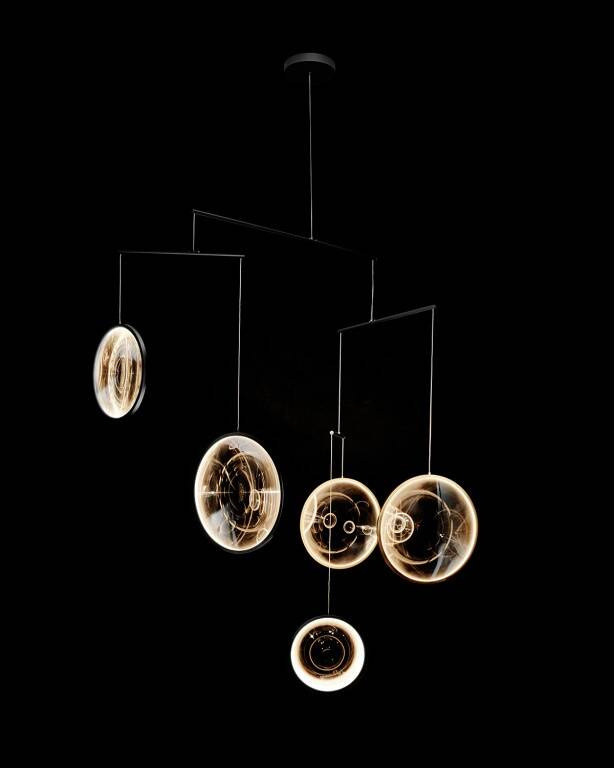 DCW:: Focus pendant lamp, 5 shades, transparent, width 160 cm