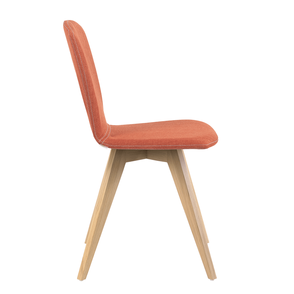 Mobitec :: Mood 21 upholstered chair, orange, width 47 cm, wooden legs