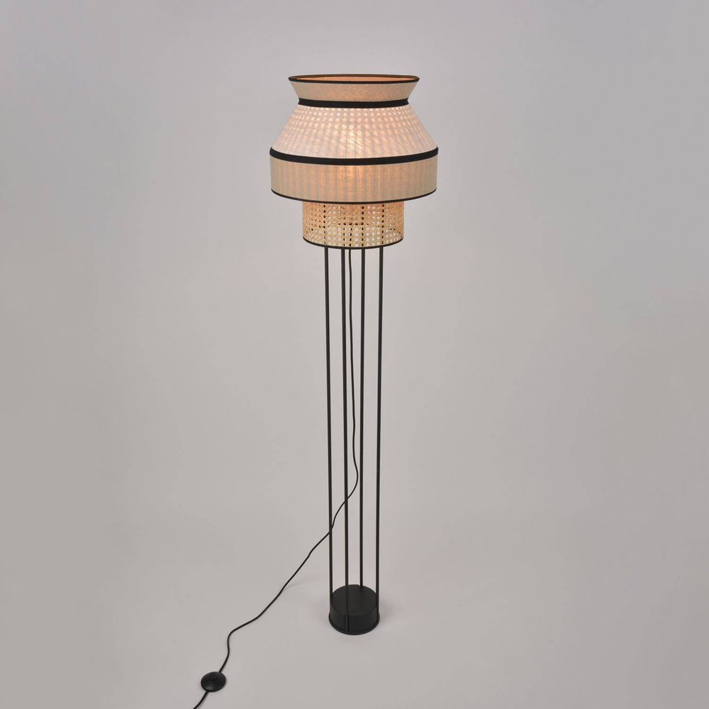 Marktset :: Singapur Stehleuchte, Muster 2, grau-beige, Höhe 158 cm