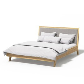 Szyszka Design :: Piko oak bed with upholstered headboard
