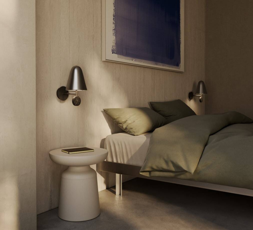 Aromas :: Stor wall lamp / sconce, width 17 cm, black-nickel travertine