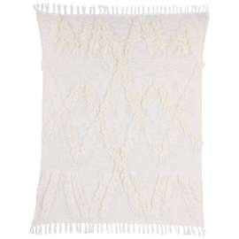 HKliving :: Narzuta / pled z frędzlami biała 150x130 cm