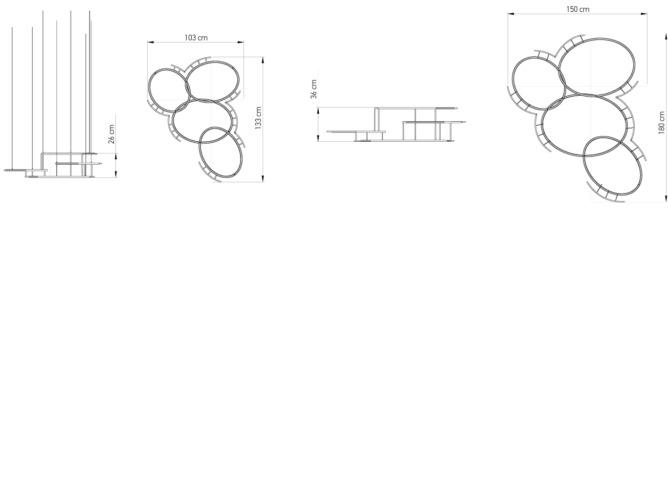 DCW:: Collection Eric de Dormael Broche hanging lamp, gold, size M, width 133 cm